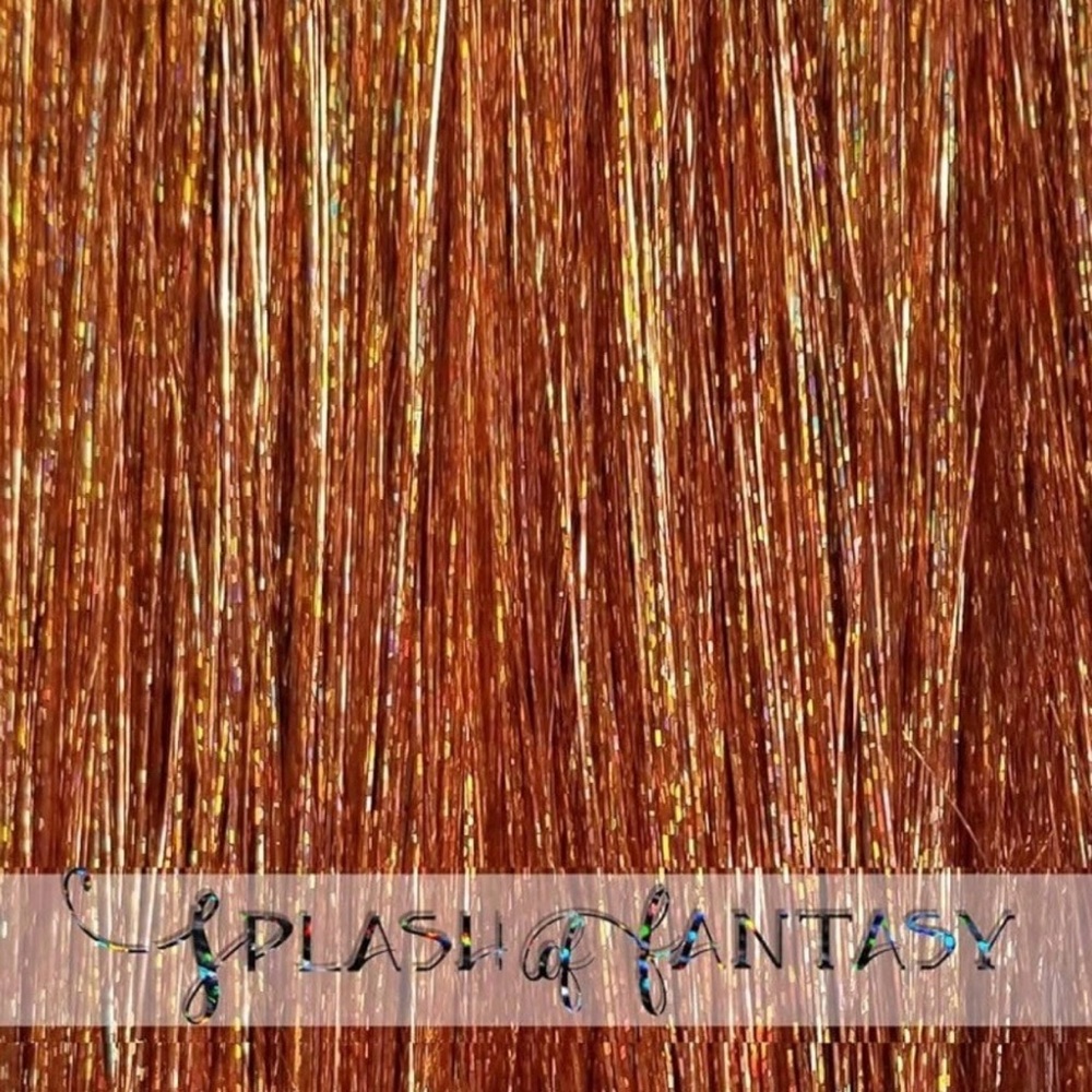 Copper glitter Tinsel Hair strand Extensions 40”